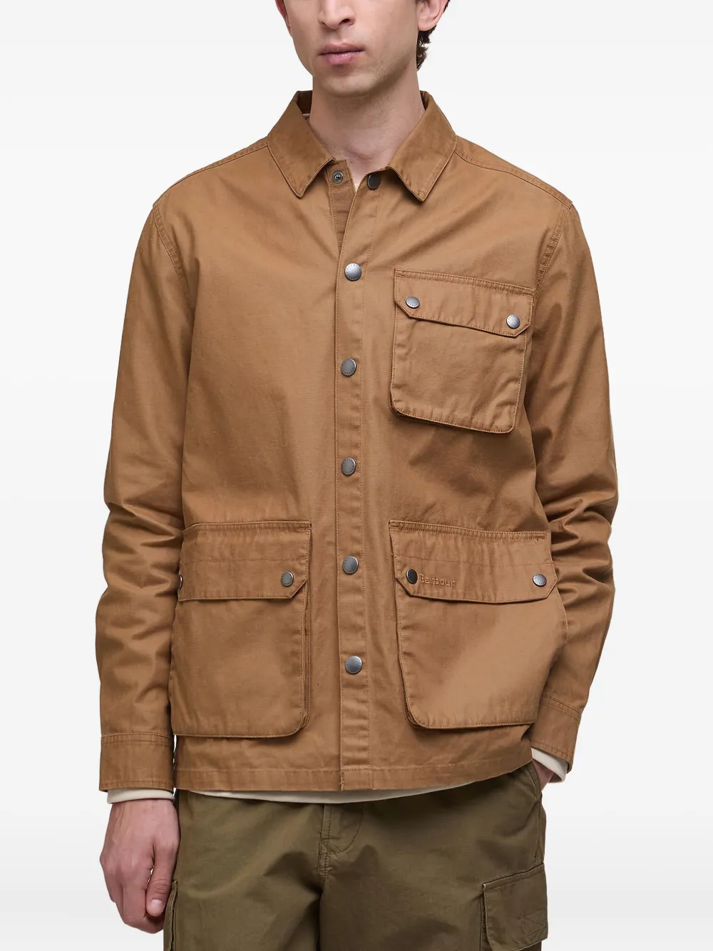 Barbour Button-fastening Multi-pocket Overshirt In Brown