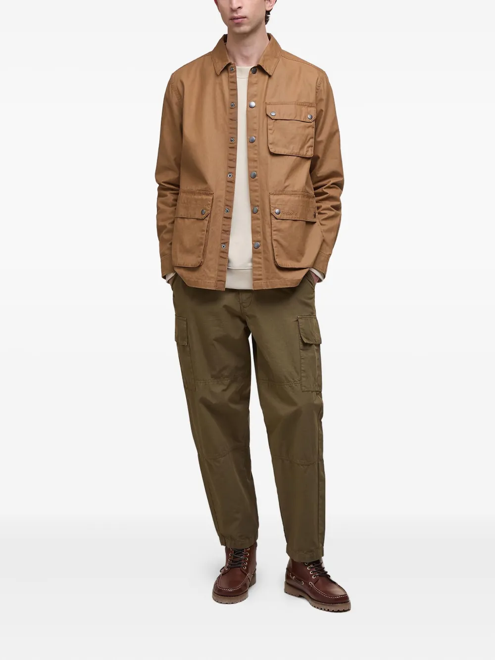 Barbour Button-fastening Multi-pocket Overshirt In Brown