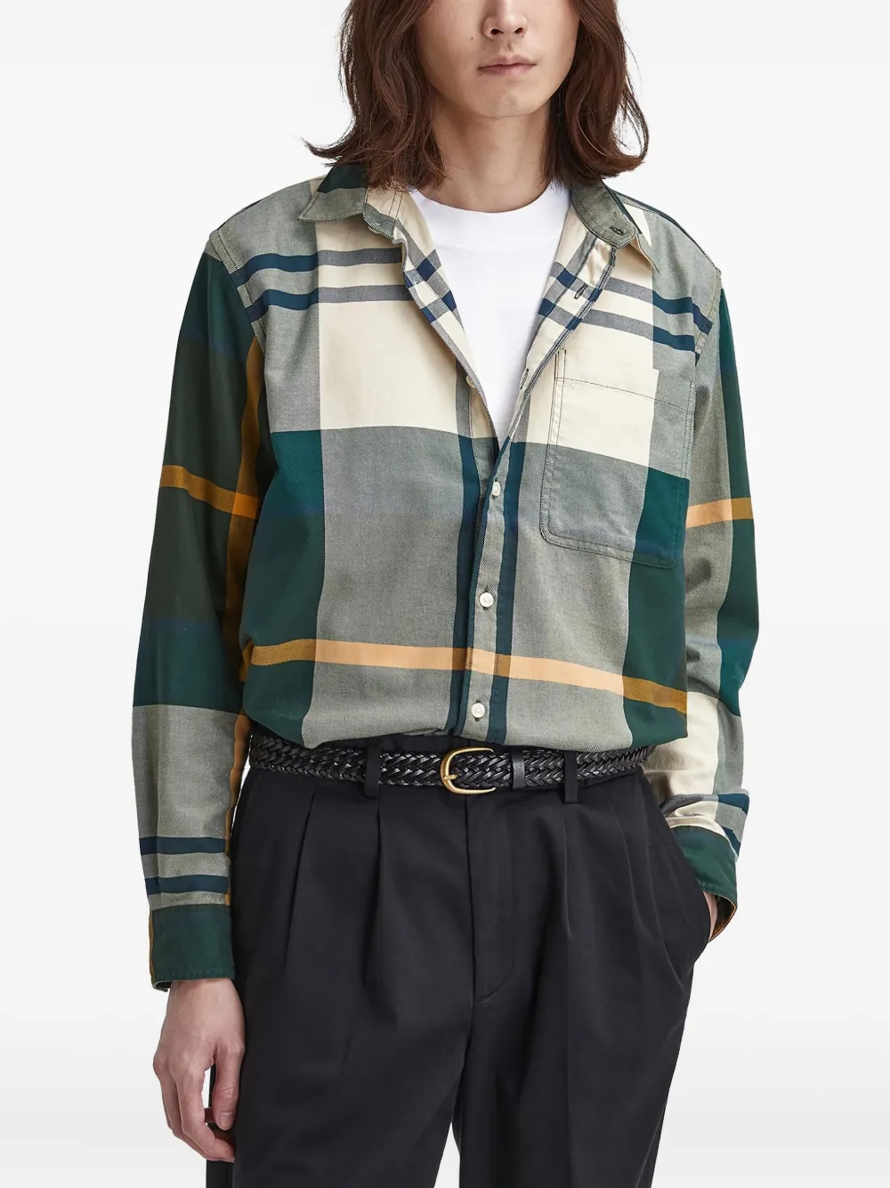 Barbour Check-pattern Patch-pocket Shirt In Green