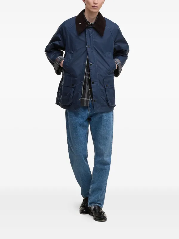 Barbour LIGHTWEIGHT BEDALE L ネイビー カバーオール Barbour Bedale corduroy-collar Jacket | Blue | FARFETCH
