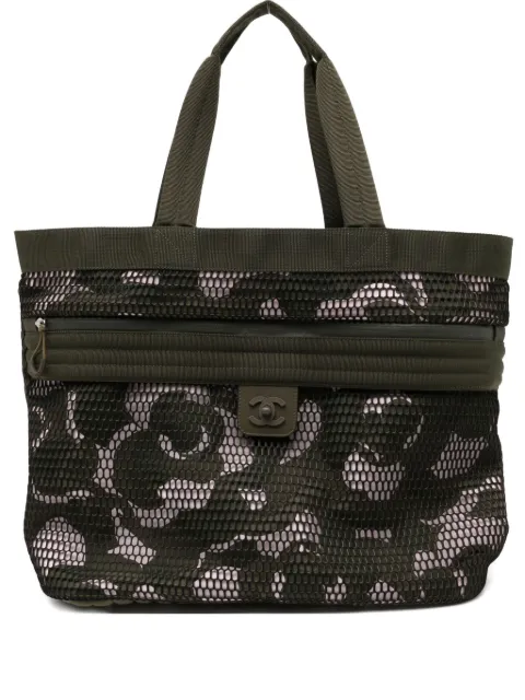 CHANEL Pre-Owned Sporty Gym Mesh Nylon Dark Green Tote
