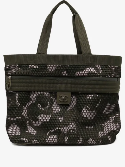 CHANEL Pre-Owned Sporty Gym Mesh Nylon Dark Green Tote