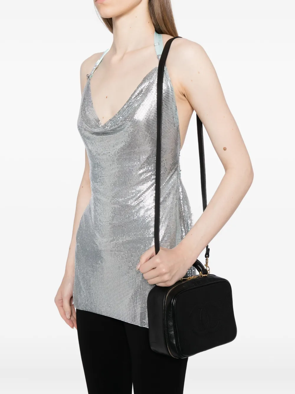 CHANEL Pre-Owned Black Caviar "Lunch Box" Vanity Timeless Logo Bag | Pre-Owned | Image 2