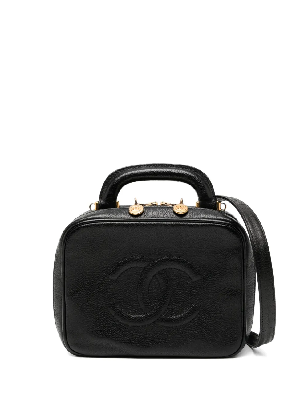 CHANEL Pre-Owned キャビア ランチボックス バニティ タイムレス ロゴ バッグ - ブラック CHANEL Pre-Owned キャビア ランチボックス バニティ タイムレス ロゴ バッグ - ブラック