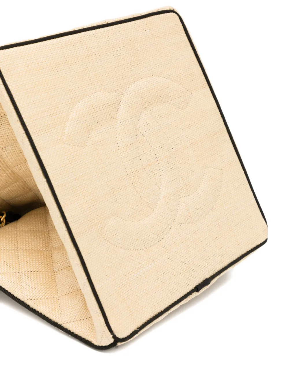 CHANEL Pre-owned 1990s Raffia Straw Cc Logo Quilted Chain Bag In Neutral