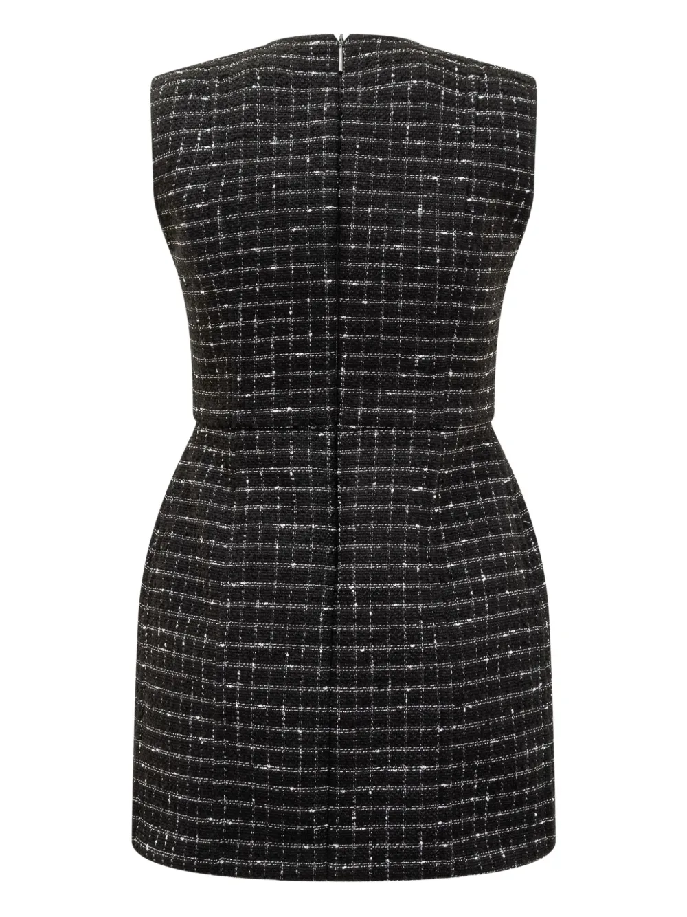 MSGM Geruite tweed midi-jurk - Zwart