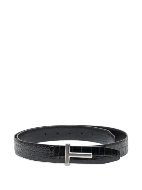 TOM FORD crocodile-embossed T-buckle belt