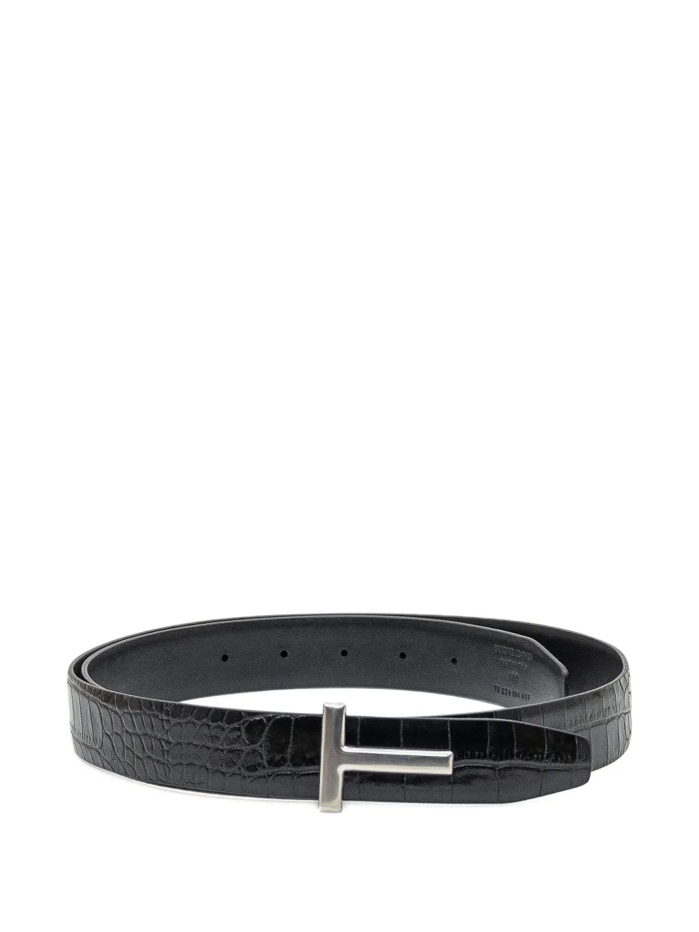 Tom Ford Crocodile-embossed T-buckle Belt In Black
