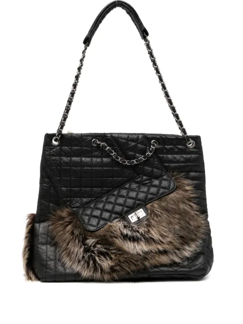 CHANEL Pre-Owned Quilted Calfskin Leather and Karl's Cabas Fantasy Fur Tote Bag