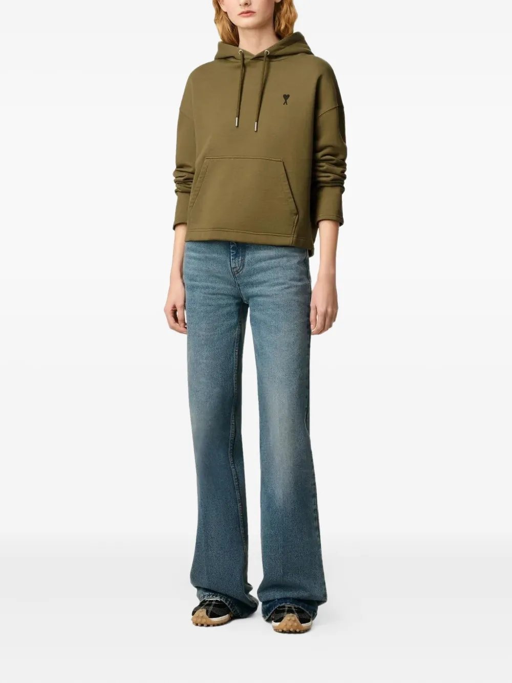 AMI Paris logo-embroidered hoodie - Groen