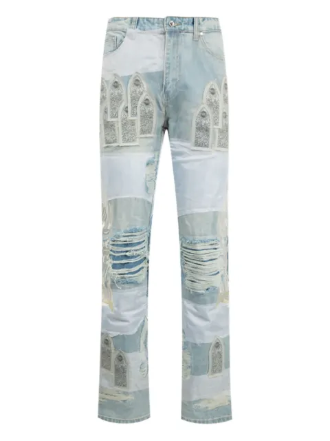 Who Decides War winged organza patchwork jeans