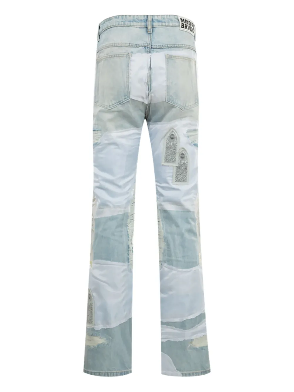 Who Decides War Organza jeans met patchwork - Blauw