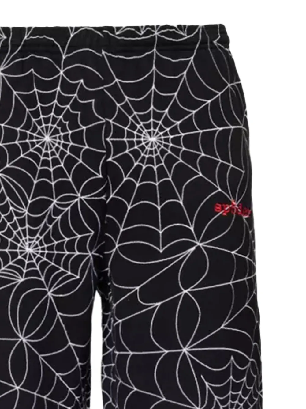 SP5DER Joggingbroek met spinnenwebpatroon - Zwart