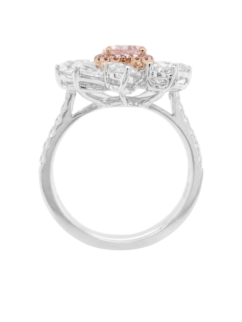 Hyt Jewelry 18k White And Rose Gold Diamond Ring In Brown
