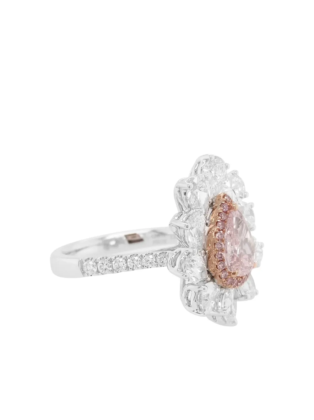 Hyt Jewelry 18k White And Rose Gold Diamond Ring In Brown