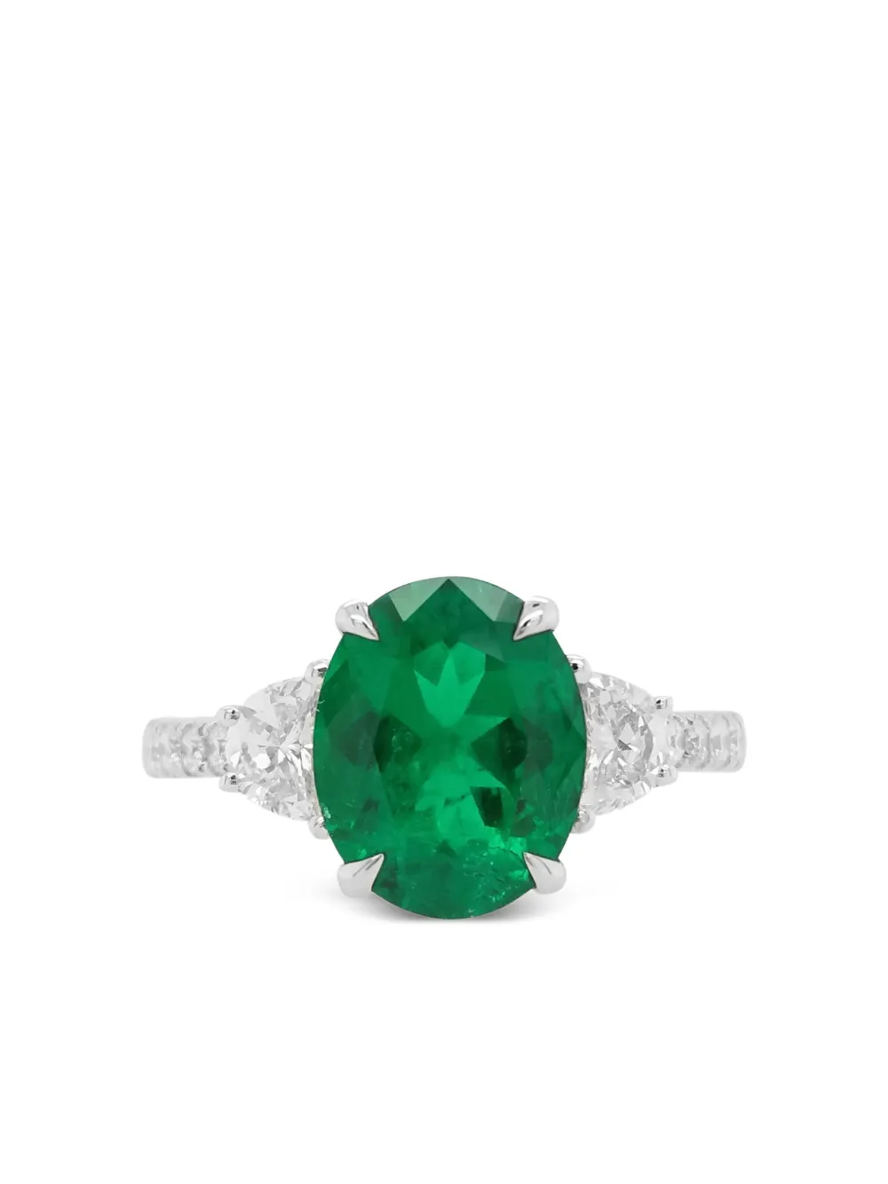 HYT Jewelry 18K white gold emerald and diamond ring | White | Image 1