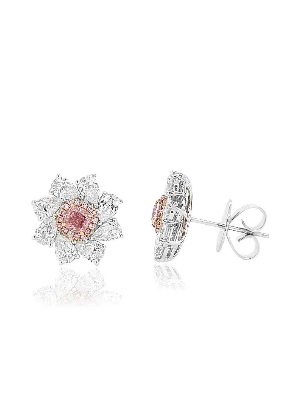 18k White And Rose Gold Diamond Earrings