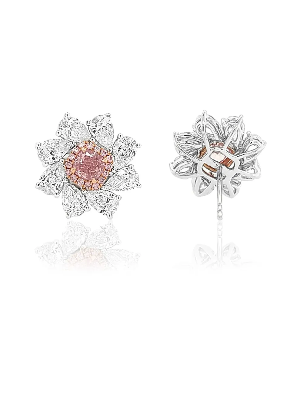 18k White And Rose Gold Diamond Earrings