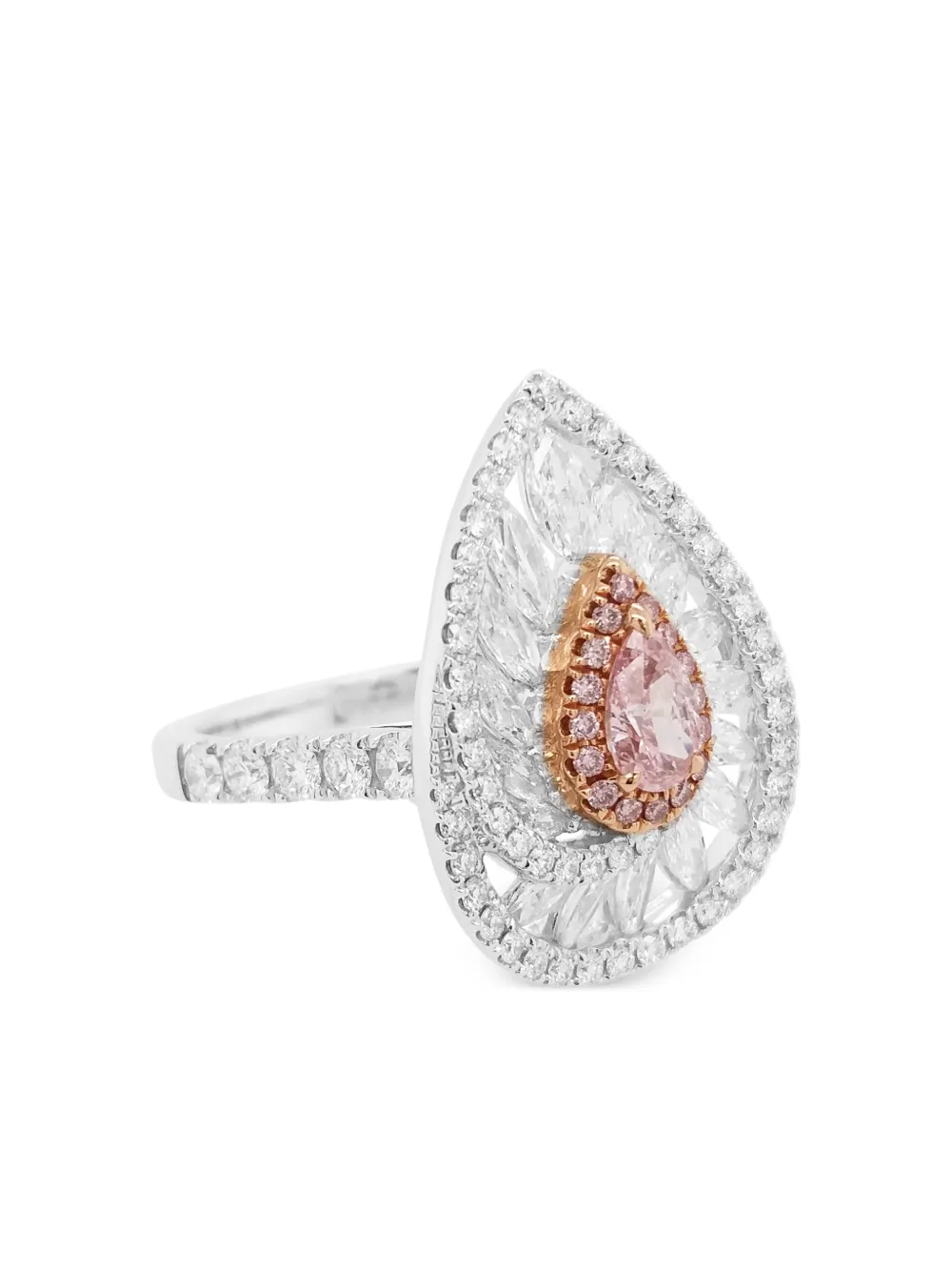 Hyt Jewelry 18k Rose And White Diamond Ring In White