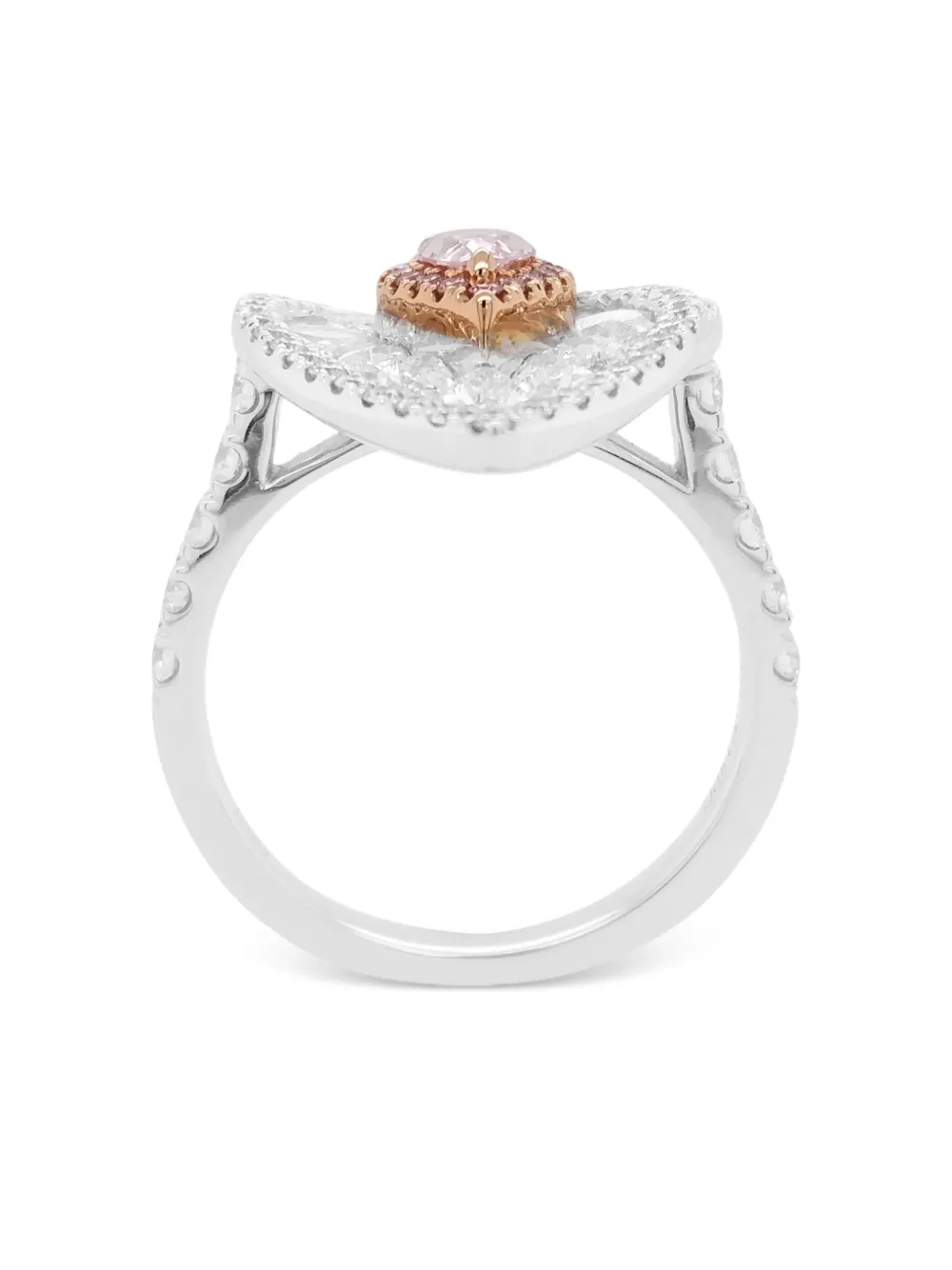 Hyt Jewelry 18k Rose And White Diamond Ring In White