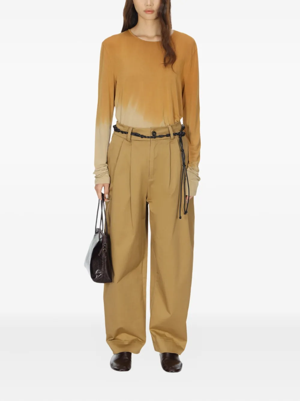 Uma Wang Ombre-effect Long-sleeve T-shirt In Brown