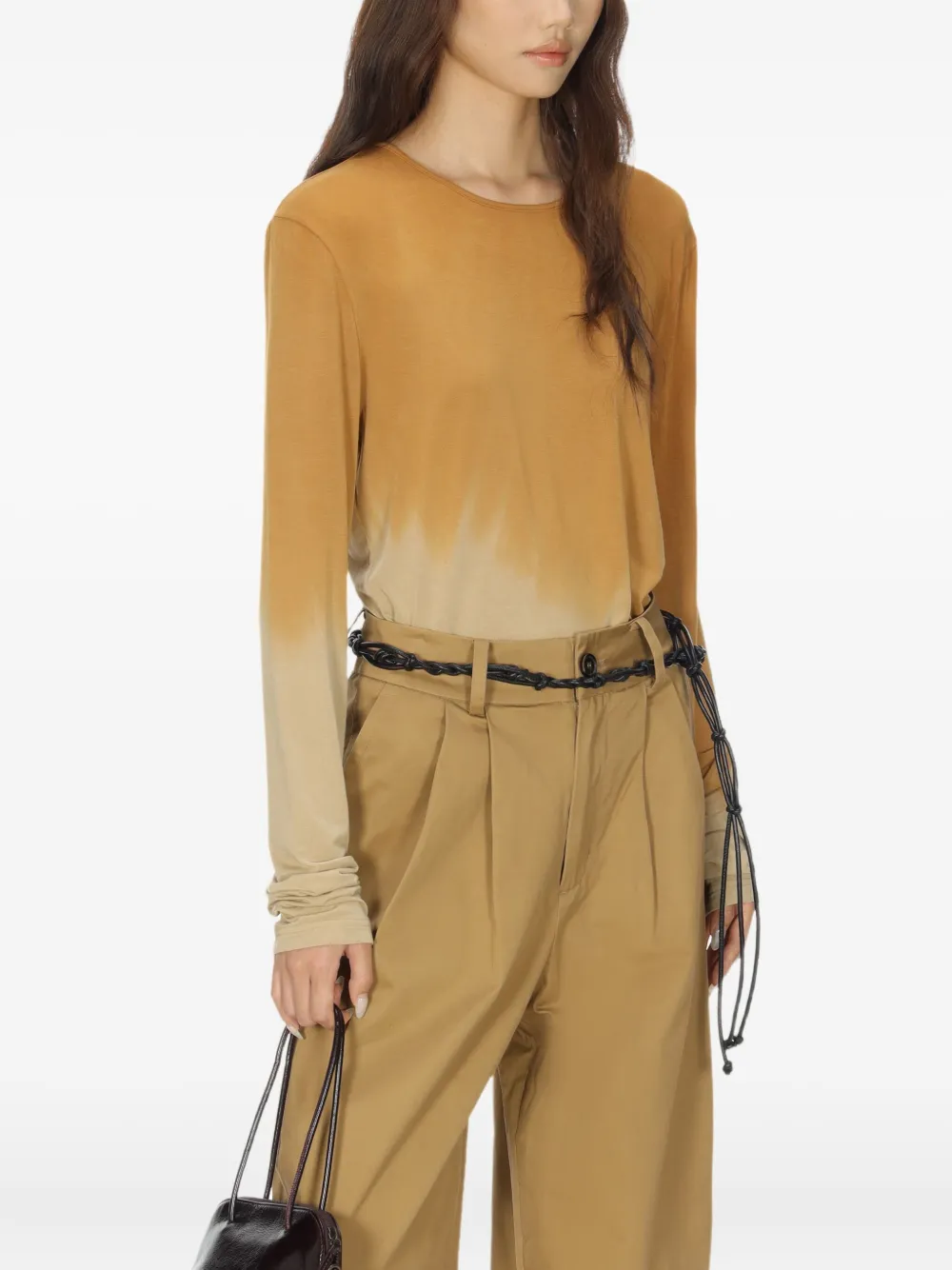 Uma Wang Ombre-effect Long-sleeve T-shirt In Brown