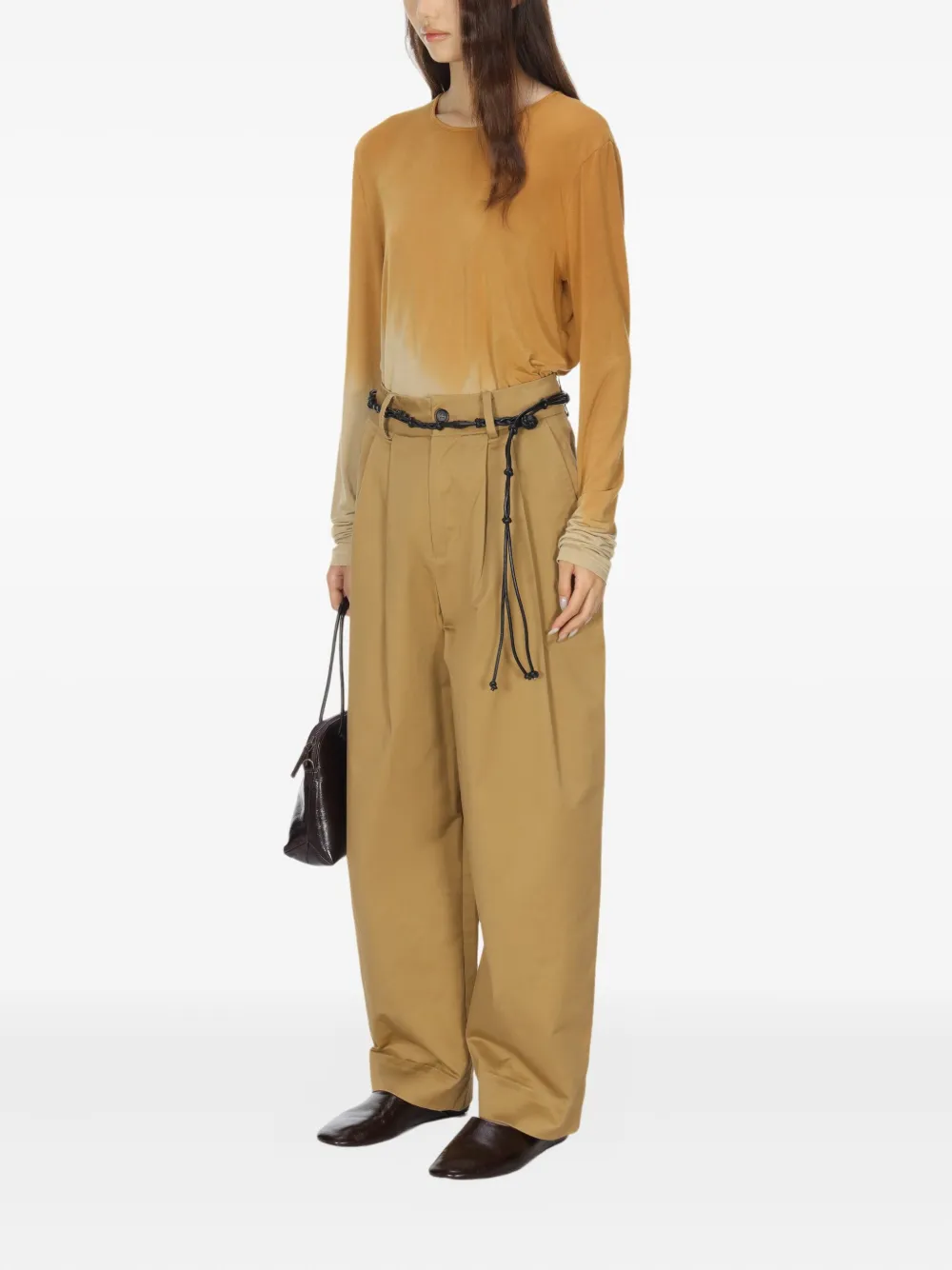 Uma Wang Ombre-effect Long-sleeve T-shirt In Brown