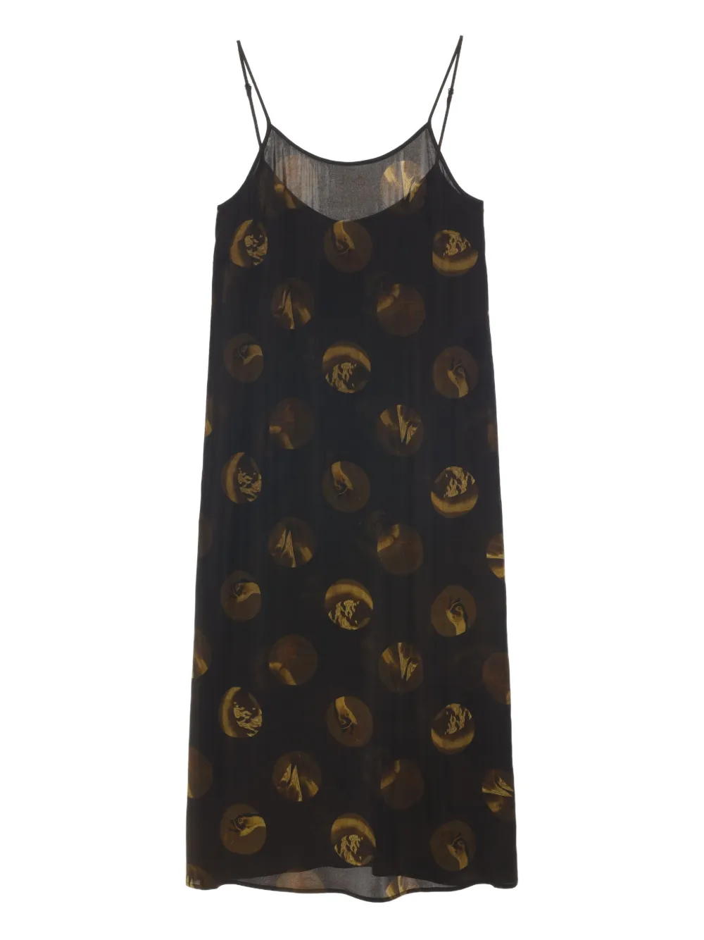 Uma Wang Anaya jurk met cirkelprint Bruin