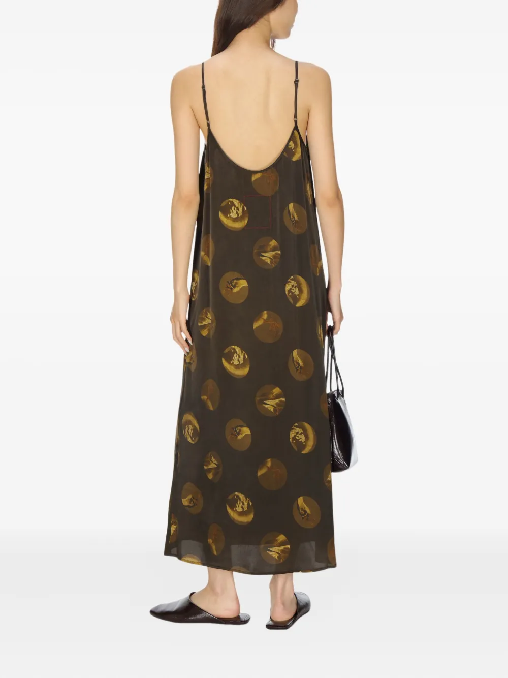 Uma Wang Anaya jurk met cirkelprint Bruin