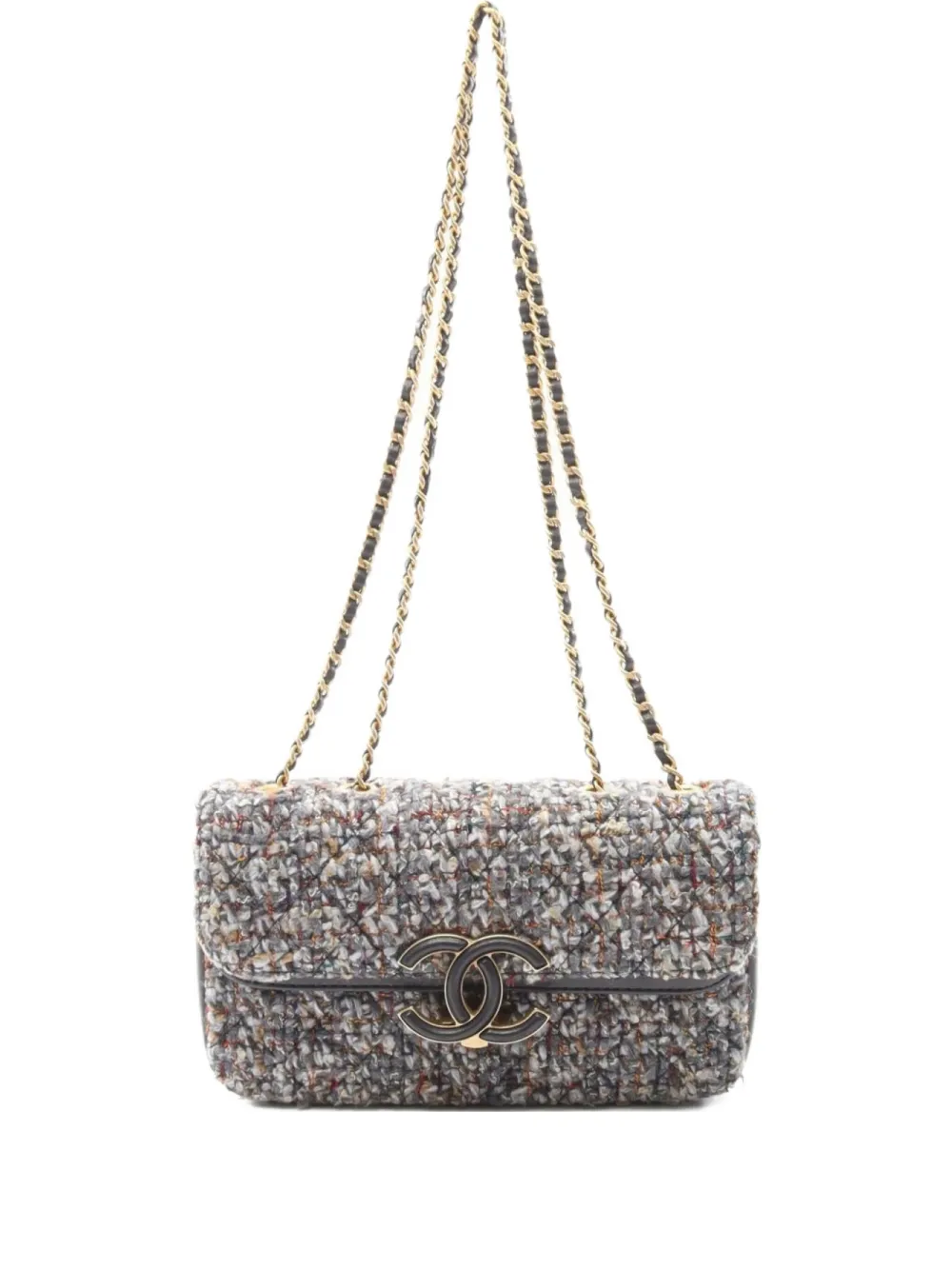 CHANEL Pre-Owned 2019 ココマーク ツイードショルダーバッグ - グレー CHANEL Pre-Owned 2019 ココマーク ツイードショルダーバッグ - グレー