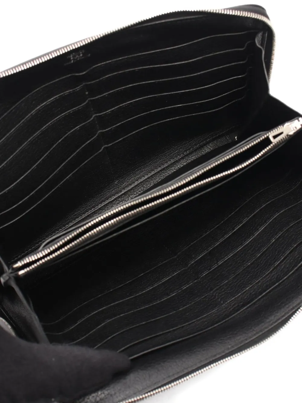 Pre-owned Hermes 2015 Azap Tgm Leather Zip Wallet In Black