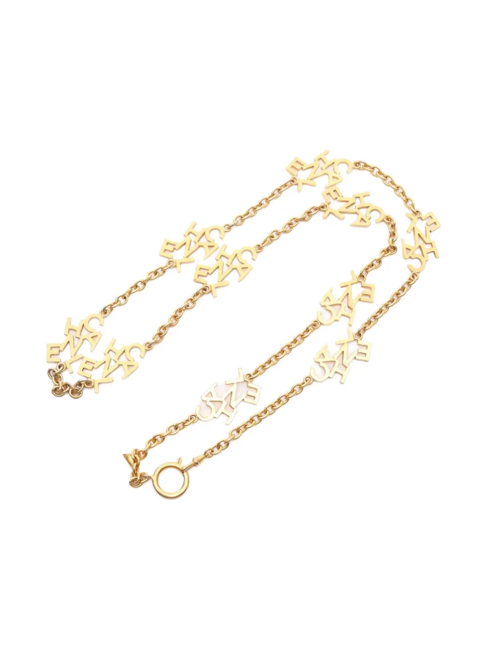 CHANEL Pre-Owned 1986-1988 ロゴプレート チェーンネックレス - ゴールドトーン CHANEL Pre-Owned 1986-1988 ロゴプレート チェーンネックレス - ゴールドトーン