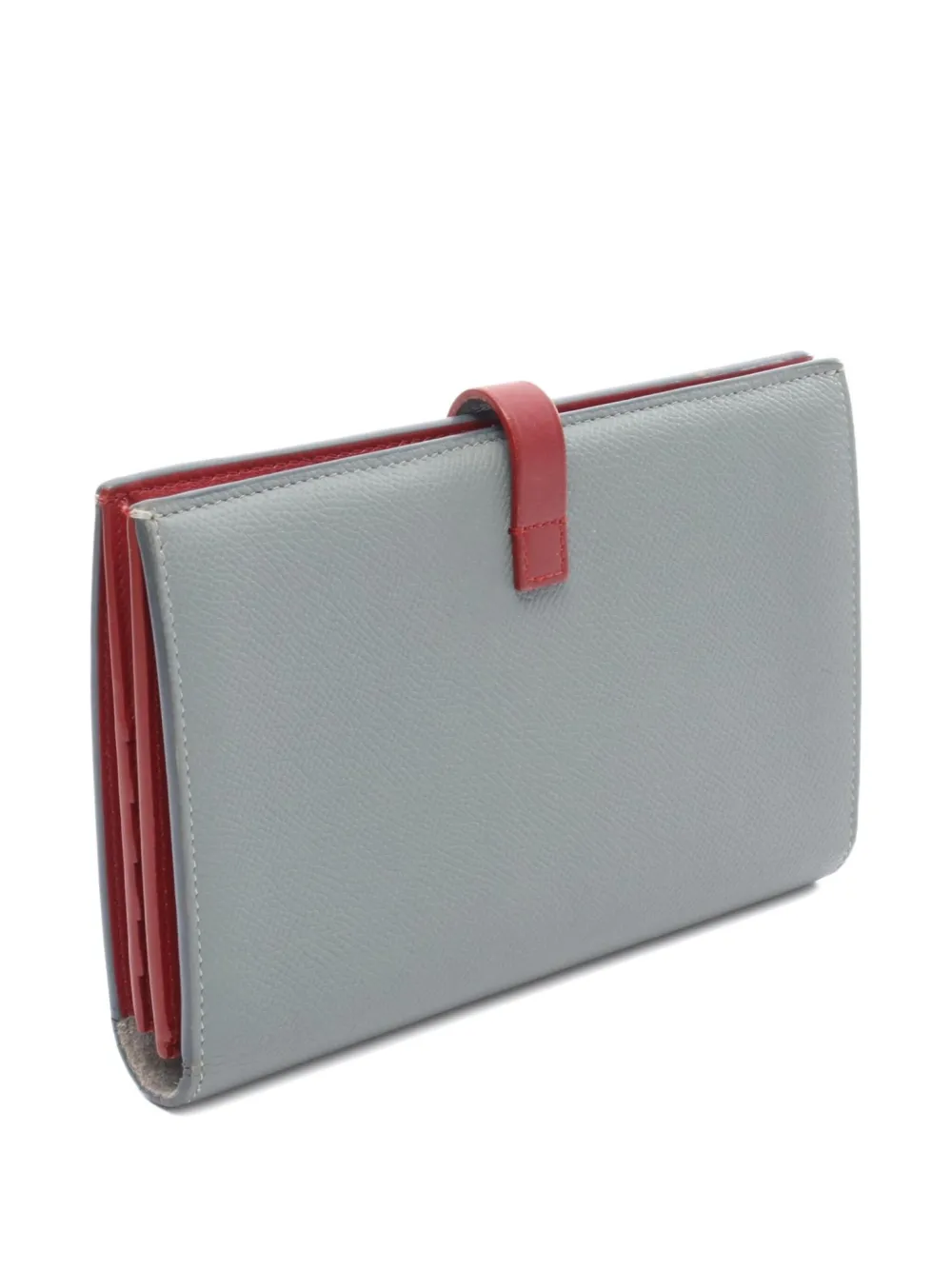 Pre-owned Celine 2000 Large Strap Bi-fold Wallet In Gray
