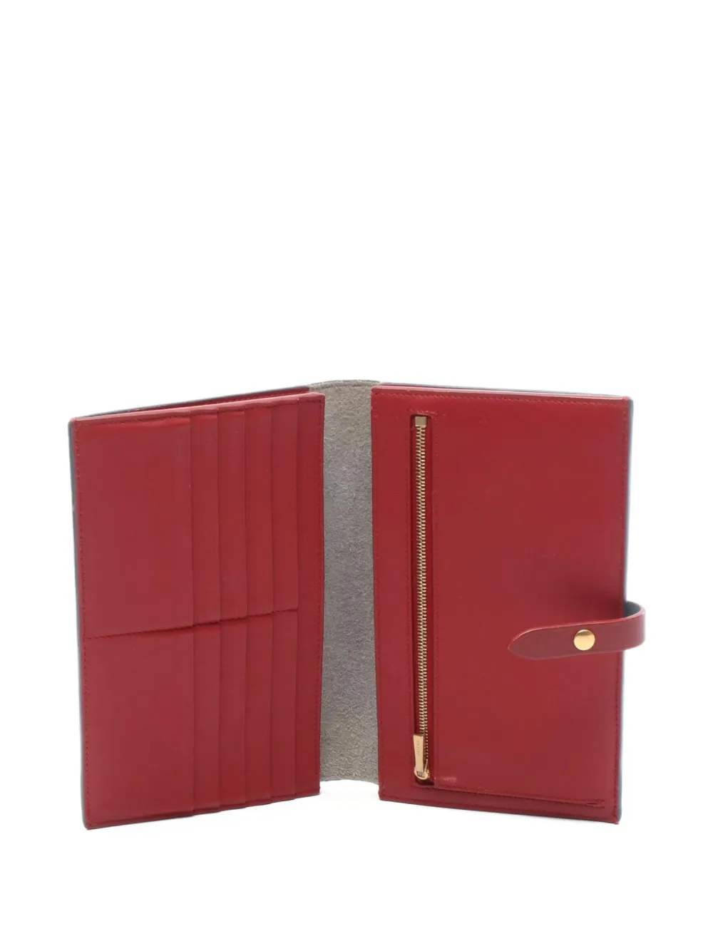 Pre-owned Celine 2000 Large Strap Bi-fold Wallet In Gray
