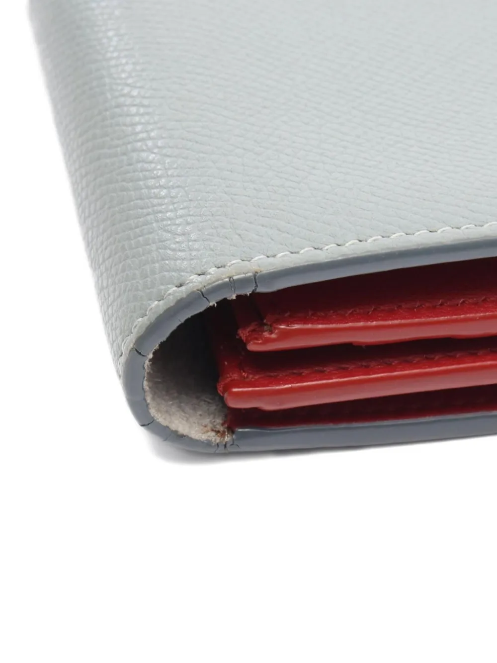Pre-owned Celine 2000 Large Strap Bi-fold Wallet In Gray