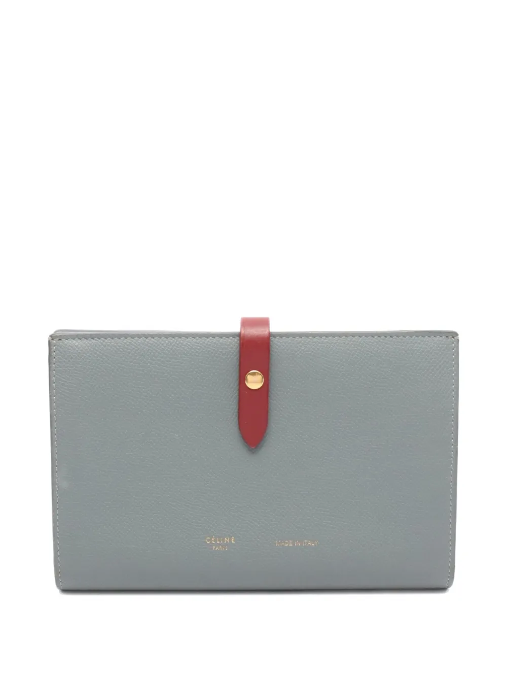 Pre-owned Celine 2000 Large Strap Bi-fold Wallet In Gray