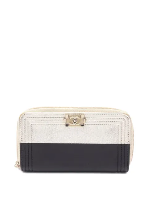 CHANEL Pre-Owned 2015-2016 Boy two-tone round zipper wallet