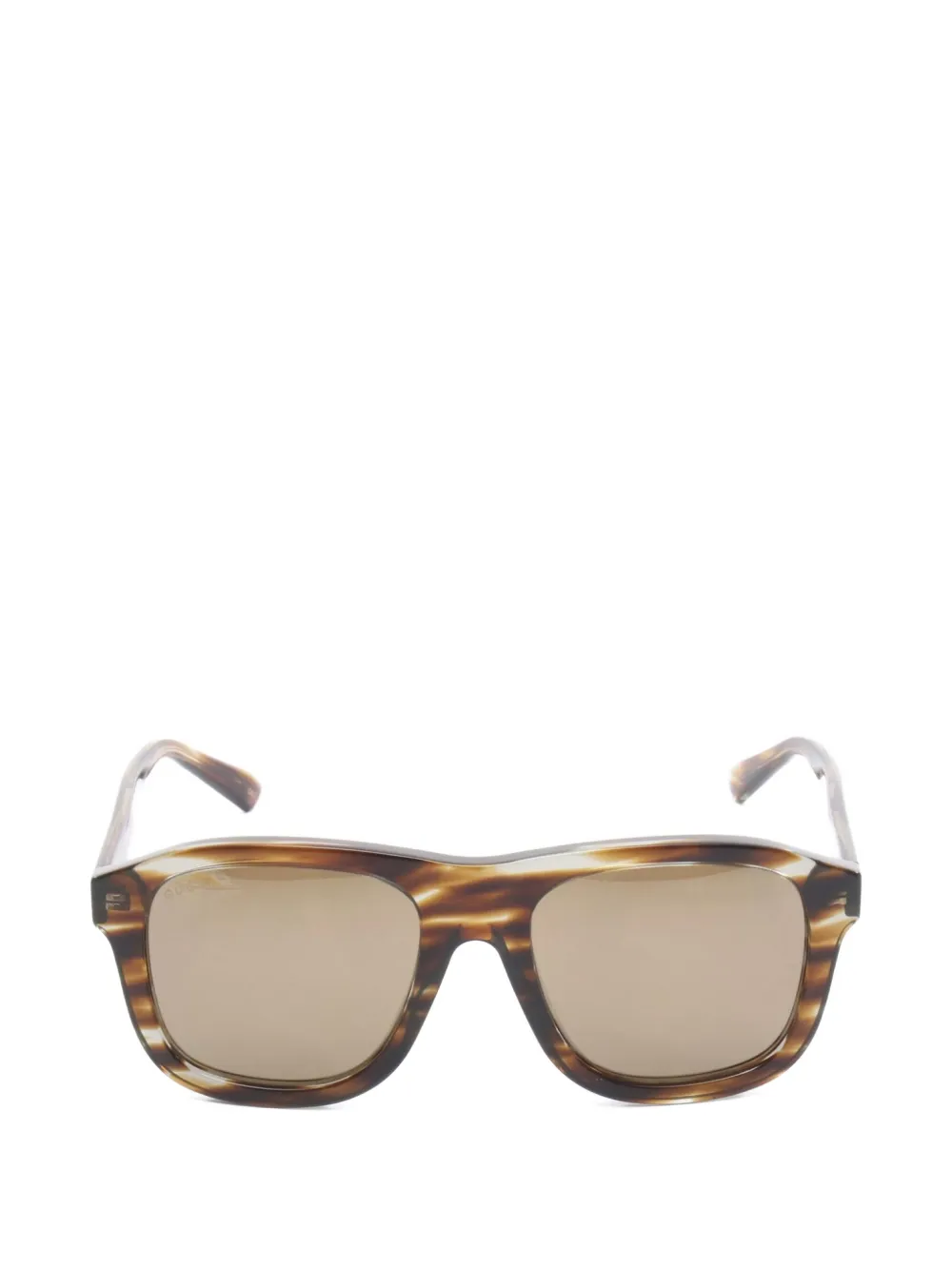 Pre-owned Gucci Tortoiseshell-effect Square-frame Sunglasses In Brown