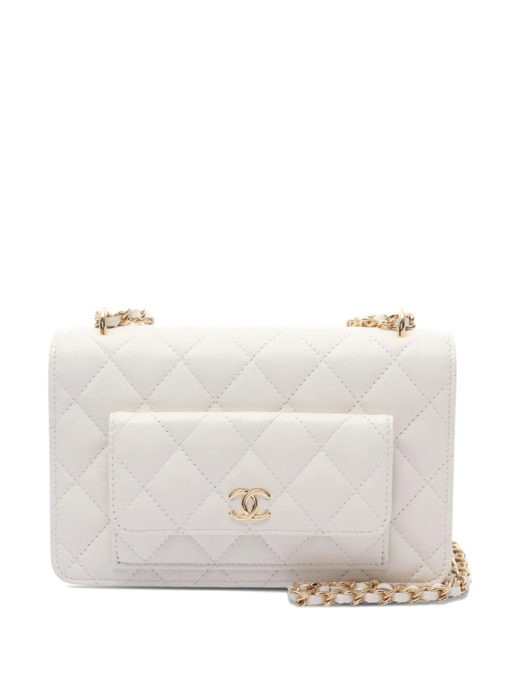 CHANEL Pre-Owned 2021 matelassé-quilting chain cross body bag | White | Image 1
