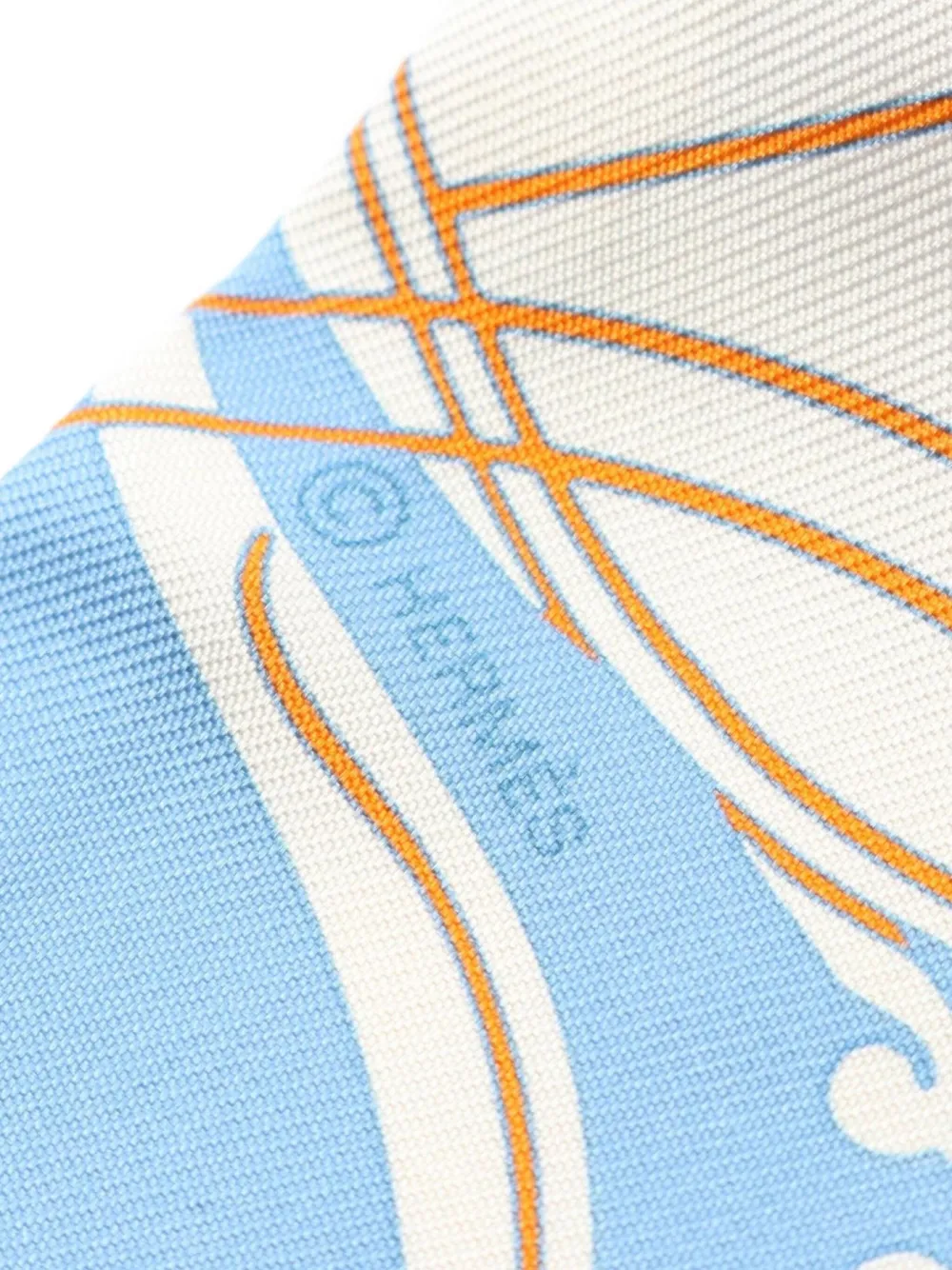 Pre-owned Hermes Ex-libris Ribbon Silk Scarf In Blue