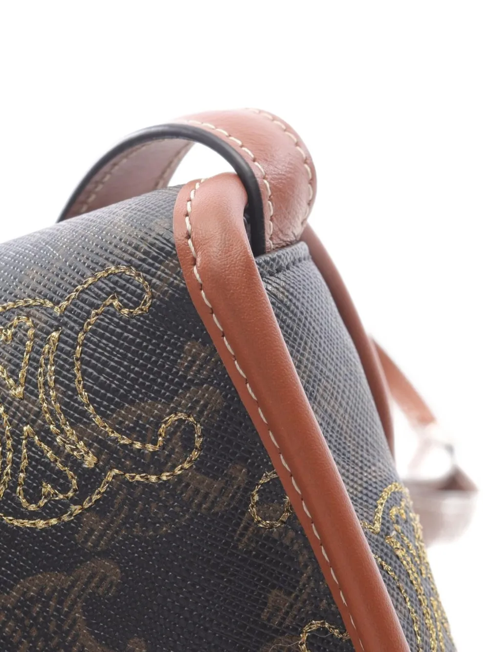 Pre-owned Celine Mini 2010s Triomphe Leather Shoulder Bag In Brown