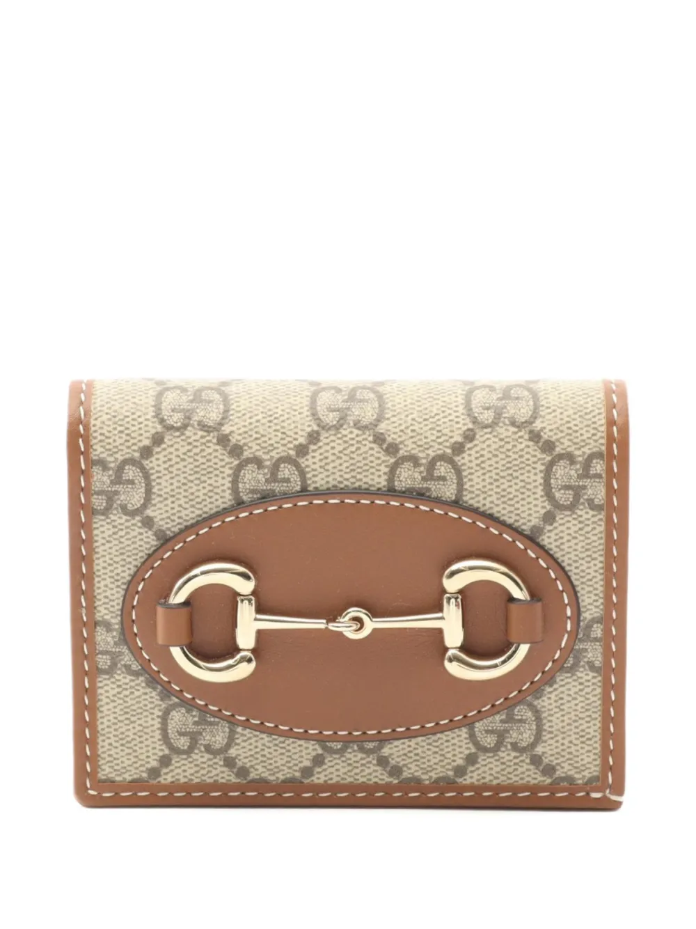 Pre-owned Gucci 2020s Horsebit 1955 Wallet In Neutral
