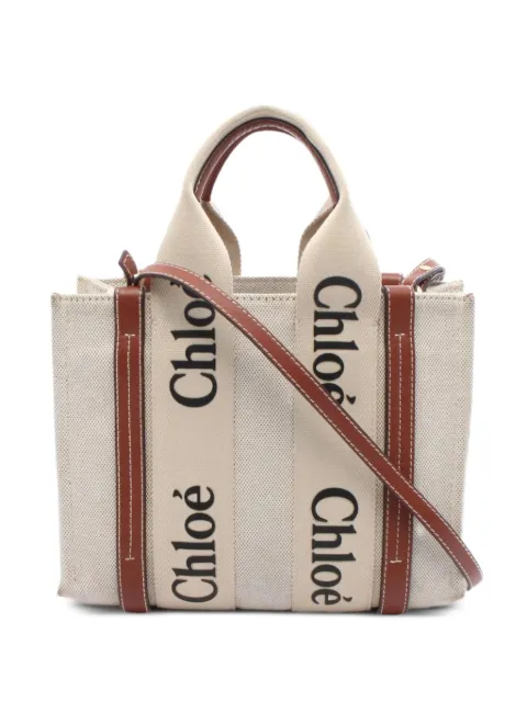 Chloé Pre-Owned small 2000s Woody logo-print leather-trimmed tote bag 