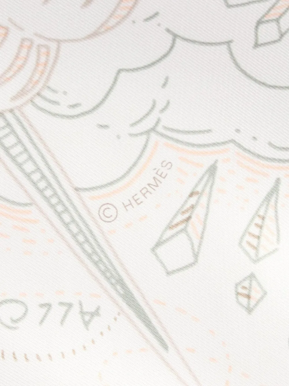 Pre-owned Hermes Graphic-print Silk Scarf In White