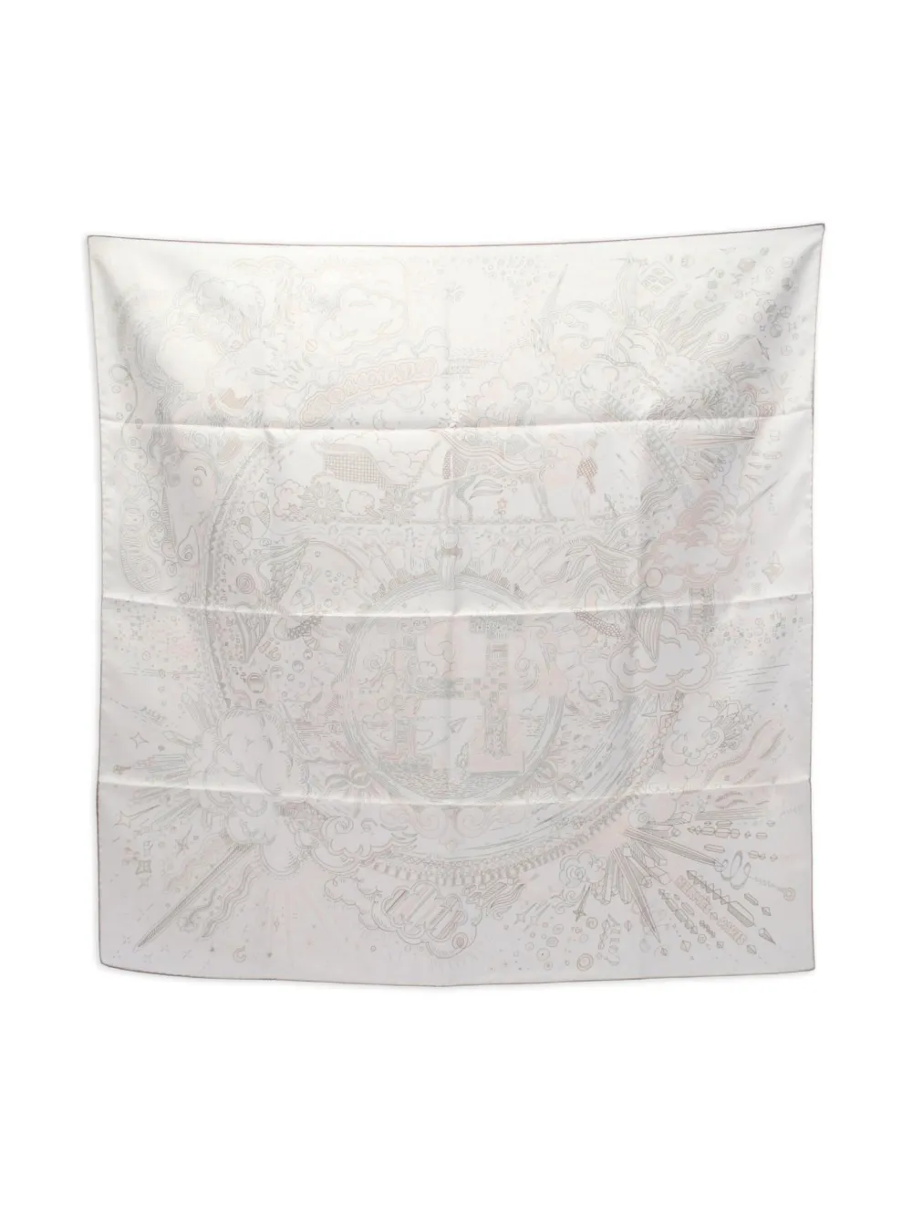 Hermès Pre-Owned graphic-print silk scarf | White | Image 1