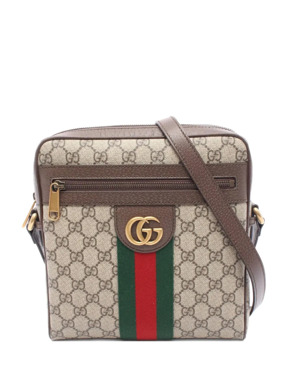 Pre-owned Gucci 2020's Small Ophidia Gg-pattern Messenger Bag In Neutral