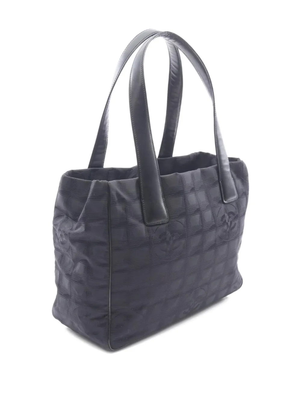 Pre-owned Chanel 2003-2004 New Travel Line Pm Tote Bag In Black