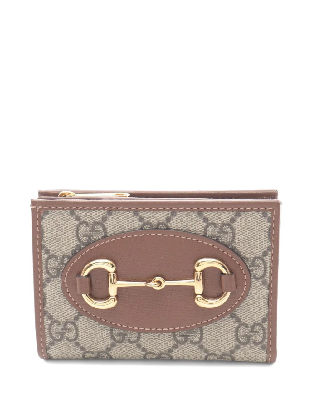Pre-owned Gucci 2020s Horsebit 1955 Wallet In Neutral