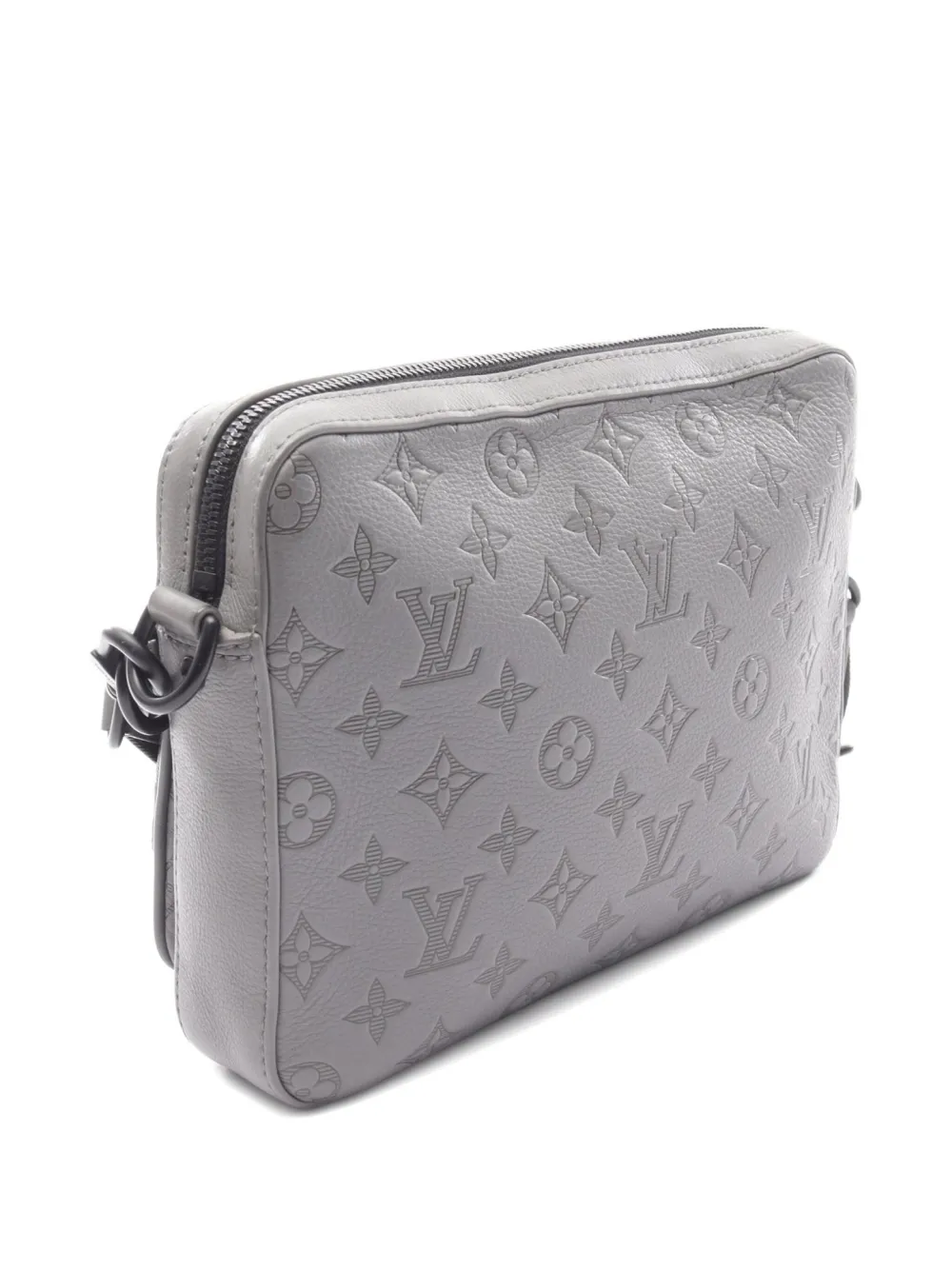 Pre-owned Louis Vuitton 2021s Trio Monogram Leather Messenger Bag In Gray