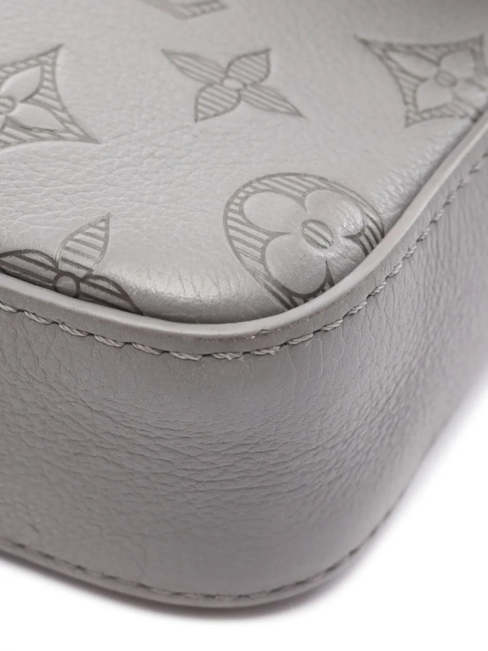 Pre-owned Louis Vuitton 2021s Trio Monogram Leather Messenger Bag In Gray